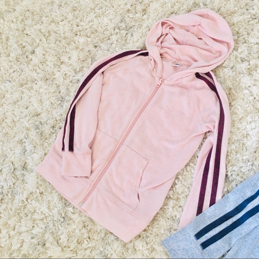 Two 2 retro stripe sleeve zip up hoodies - Picture 3 of 12